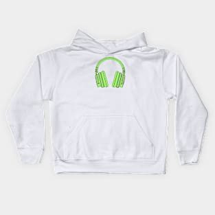 Green headphones Kids Hoodie